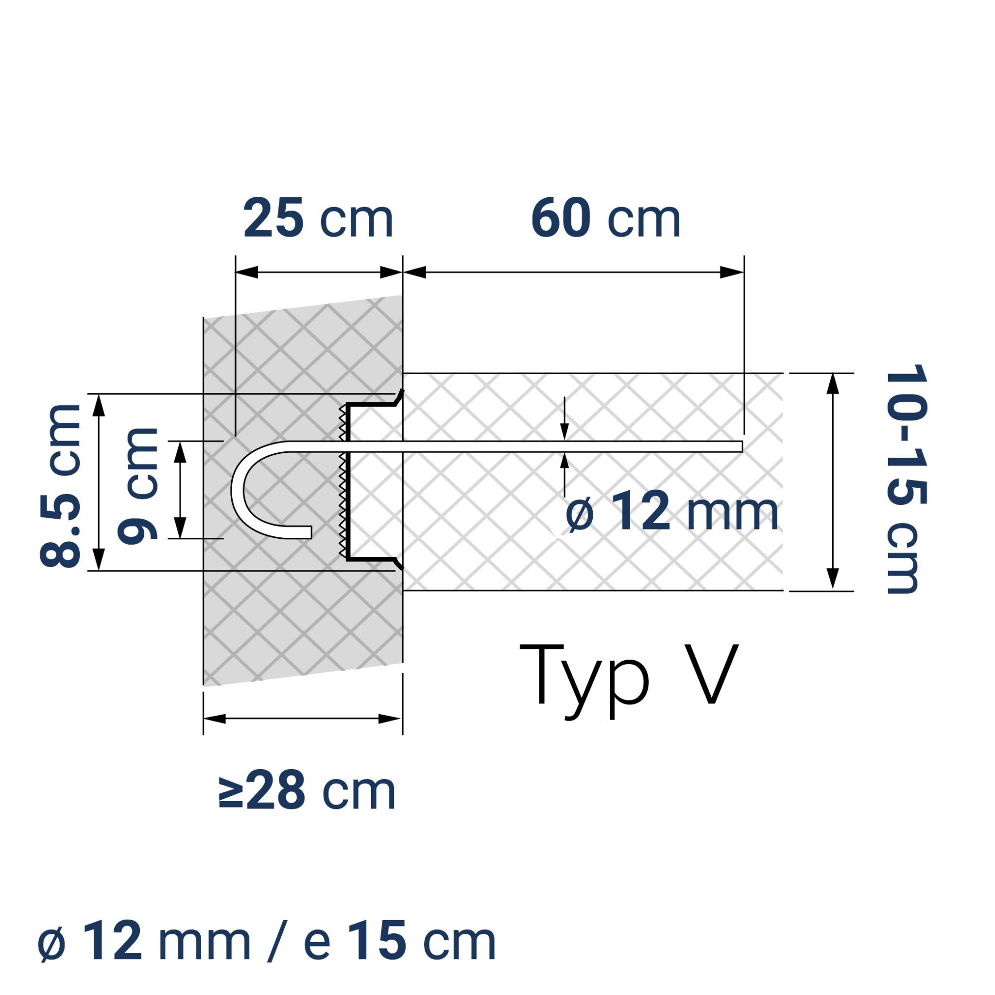 A431000441 7640425419891 BE-BOX® Bewehrungsbox Typ V12-15 h25 lü60 | Variante zu COMAX 44S | 80 cm | 6.46 kg/m